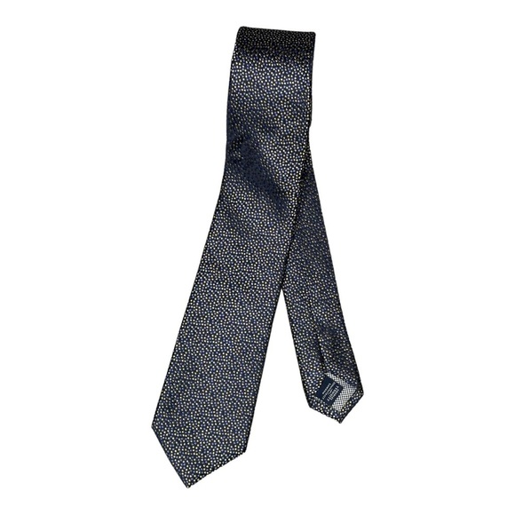 CHARLES TYRWHITT LONDON ROYAL SETA SILK NAVY MICRO DOT NECK TIE - Picture 3 of 9